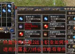 ��Ѫ����˽��2սʿְҵ��ο���ˢ���������ռ���������Щ