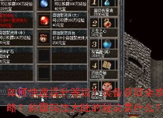 如何快速提升等级?装备获取全攻略?称霸玛法大陆的秘诀是什么? 如何快速提升等级?装备获取全攻略?称霸玛法大陆的秘诀是什么?