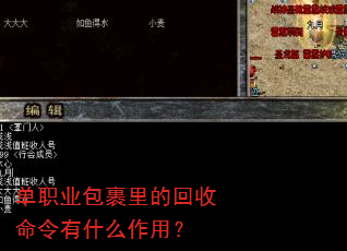 单职业包裹里的回收命令有什么作用? 单职业包裹里的回收命令有什么作用?